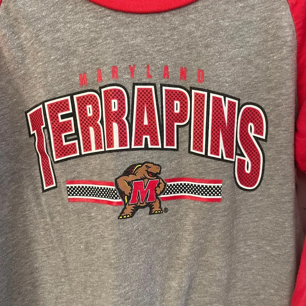 Youth Maryland Terrapins raglan style long sleeve top, Size Medium (8/10) - Picture 2 of 3
